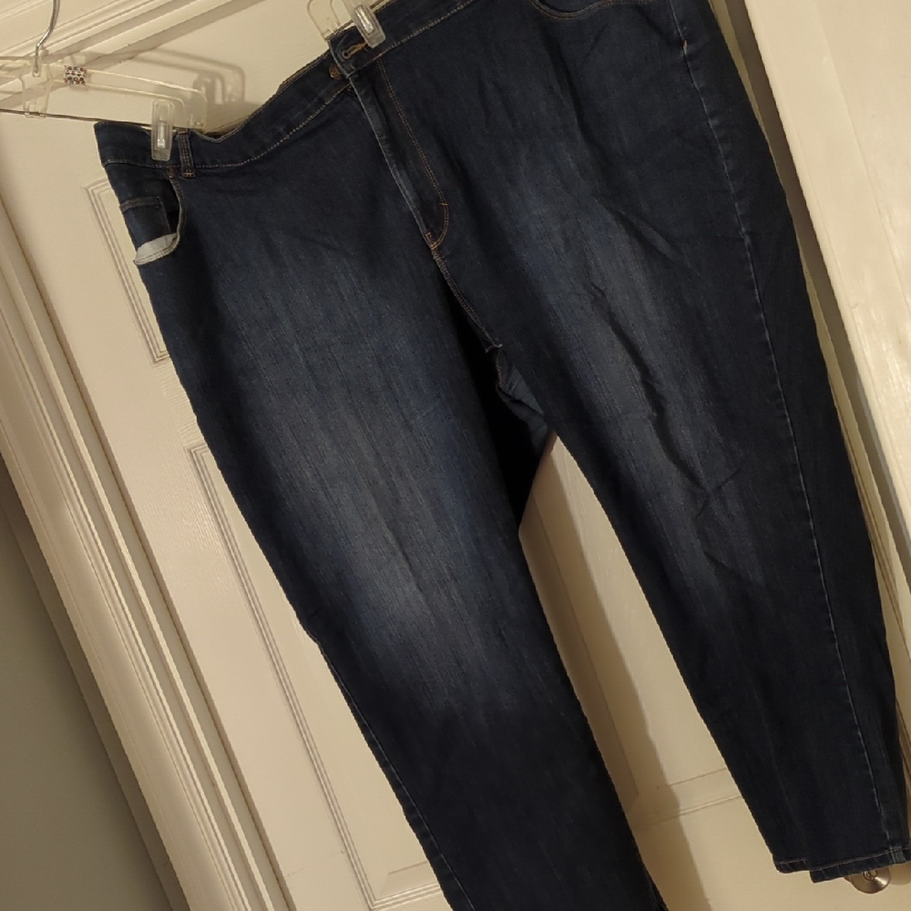 Catherines Women's Dark Blue Right Fit Moderately Curvy Straight Leg Jeans